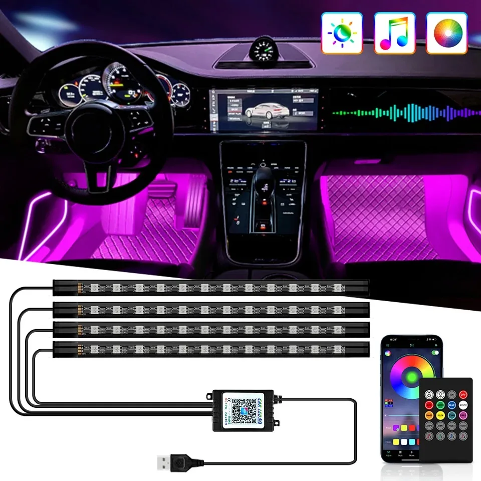 Lighting Bolt Decor - Uniwersalne 48 LED USB samochodowe oświetlenie