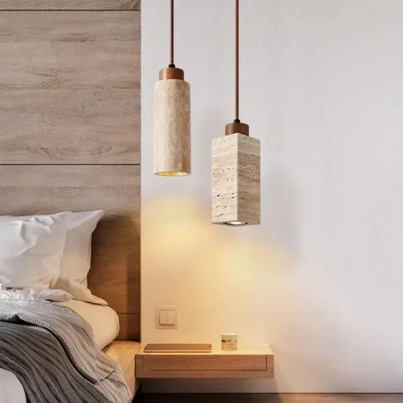 Lighting Room Decor Items - Drewniane lampy wiszące z kamieniami, dekoracja