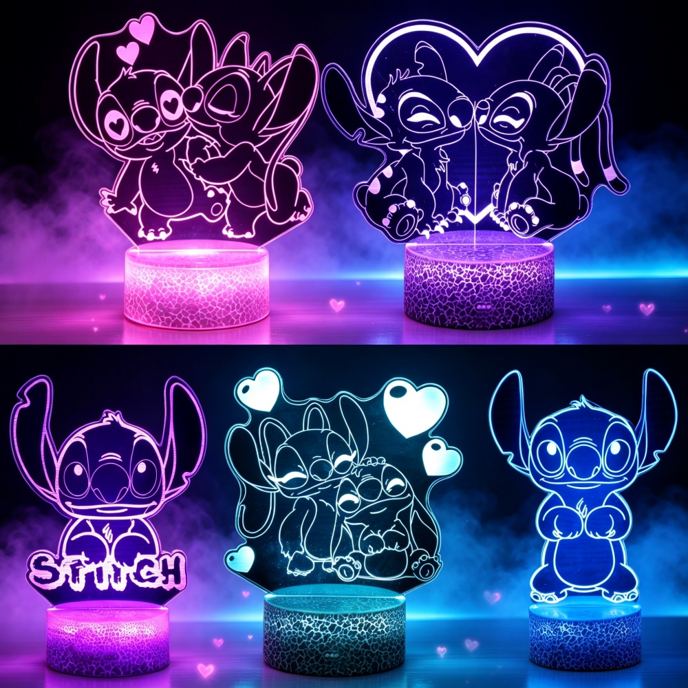 Lighting Room Decor Items - Lilo i Stitch – trójwymiarowa lampka