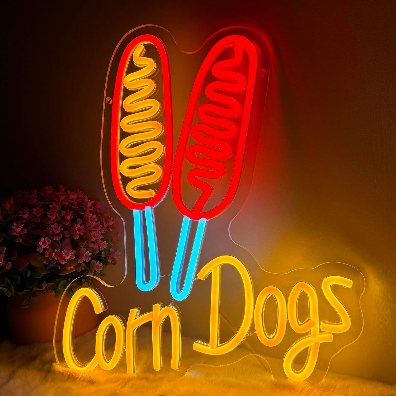 Lighting Decor Wedding - Neonowy szyld Corn Dog, przekąska, ściemnialne