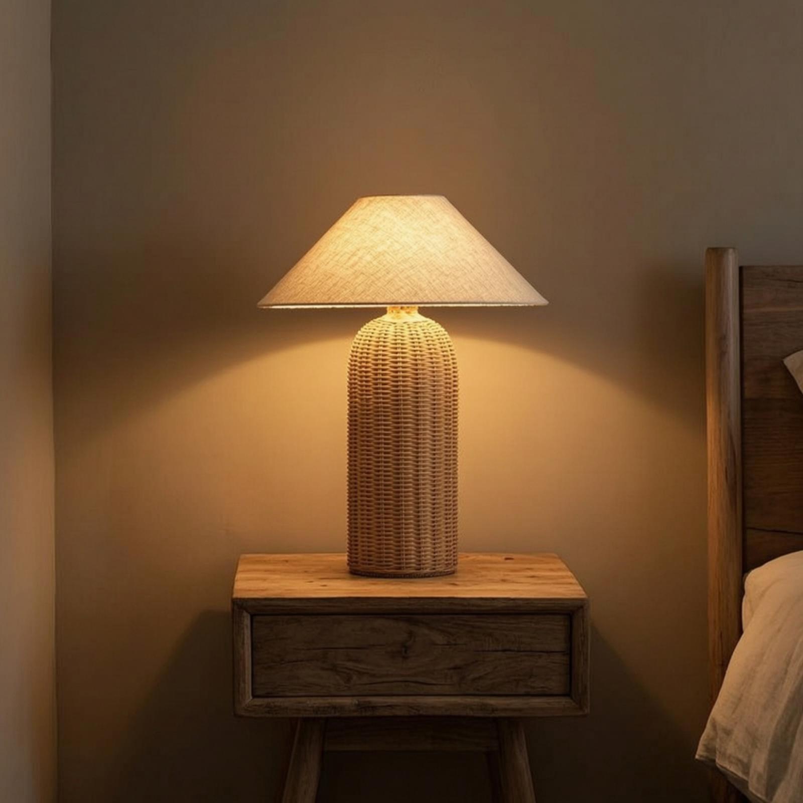 Lampka nocna z rattanową podst – Lighting Decor Bedroom recenzja i cena
